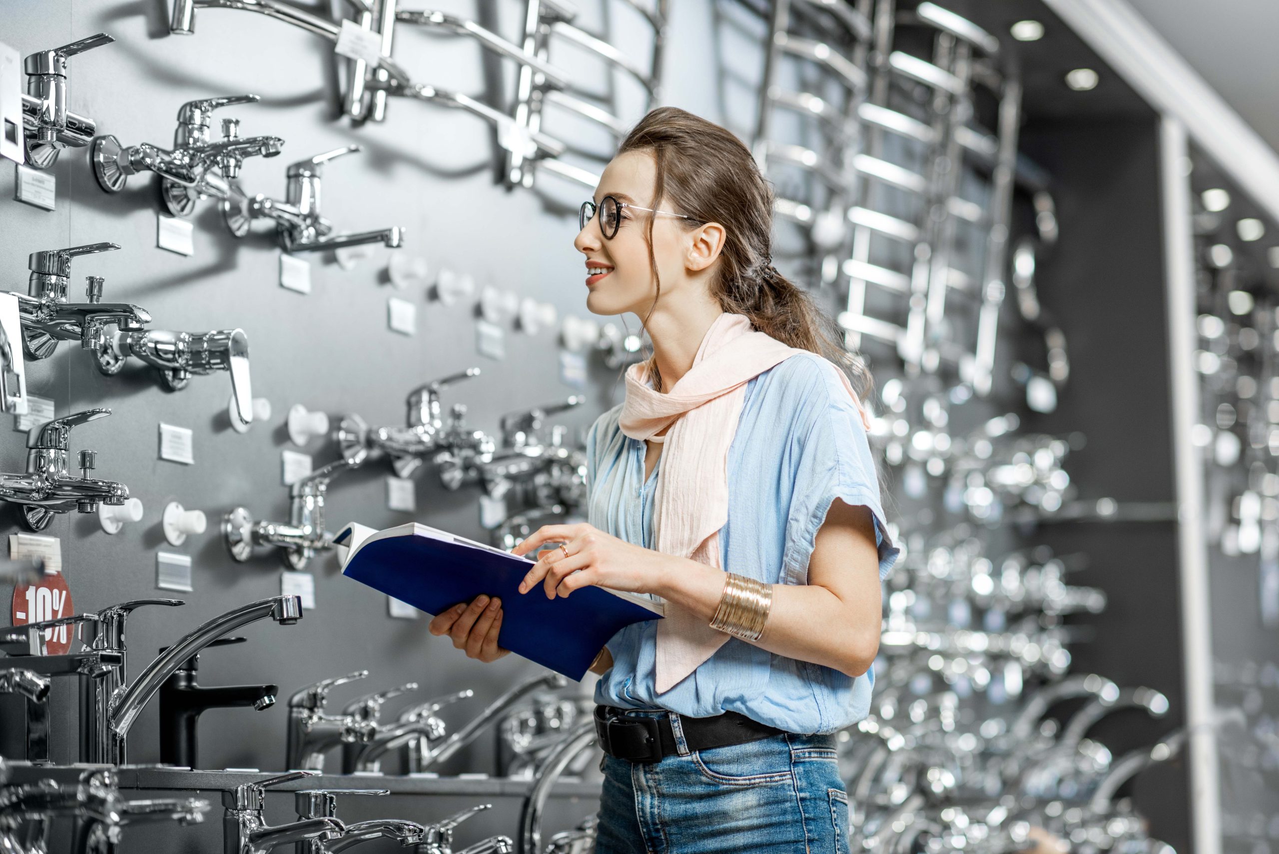 woman at the plumbing shop